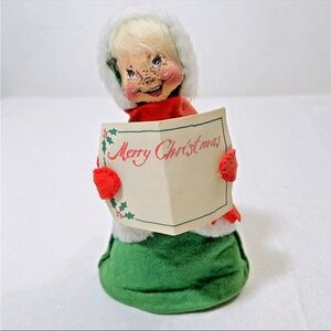 Vintage Annalee Doll Christmas Woman Caroler 1974 Holiday Collectible Figurines